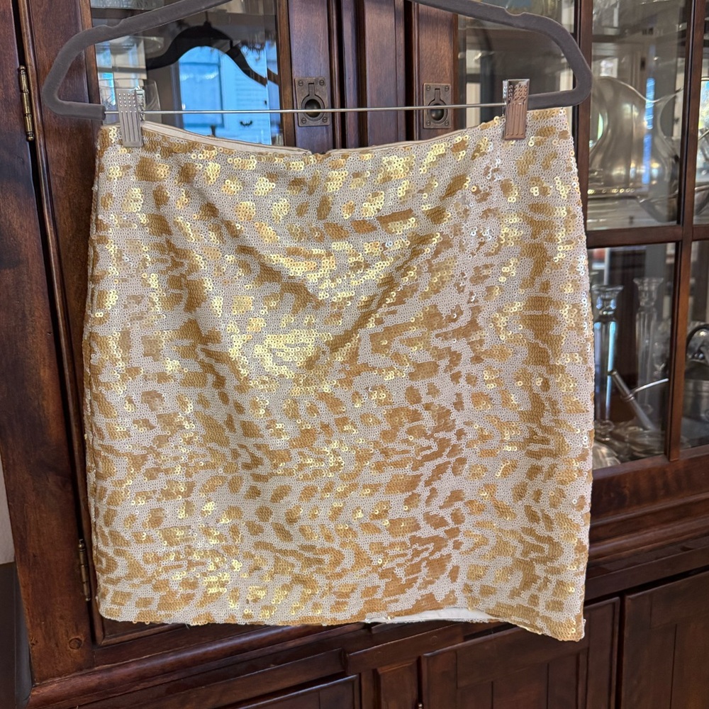 Gold Sparkly Banana Republic Monogram Skirt